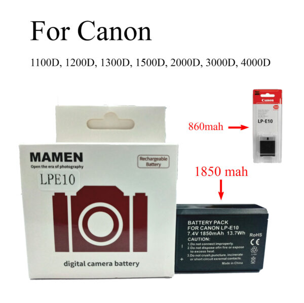 Mamen Lp-E10 1850mah Battery For Canon 1100D 1200D 1300D