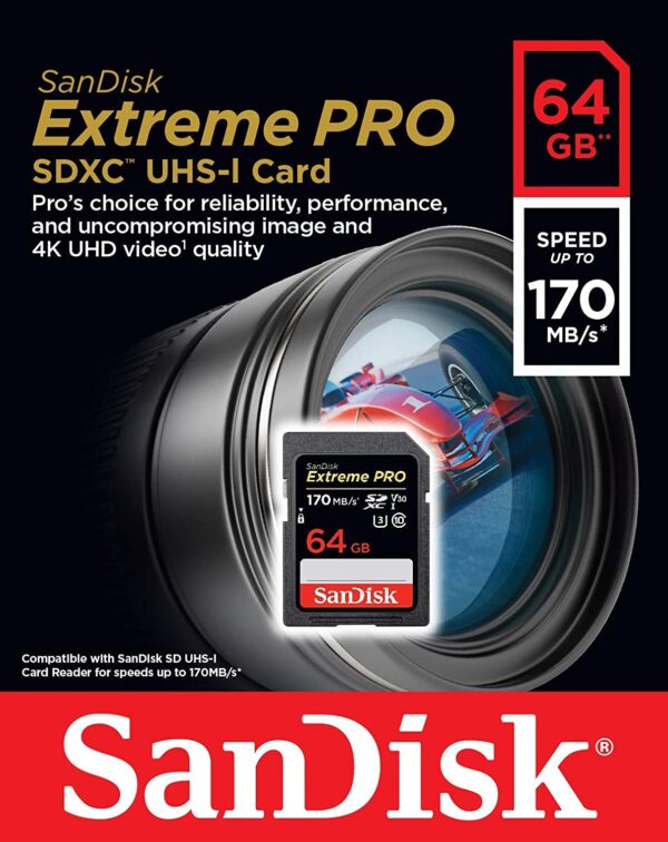 Sandisk 64 gb micro Extreme card speed 170 mb