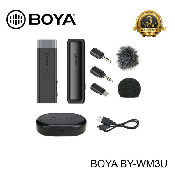 BOYA BY-WM3U Wireless Mic with Adapters & Charging Case